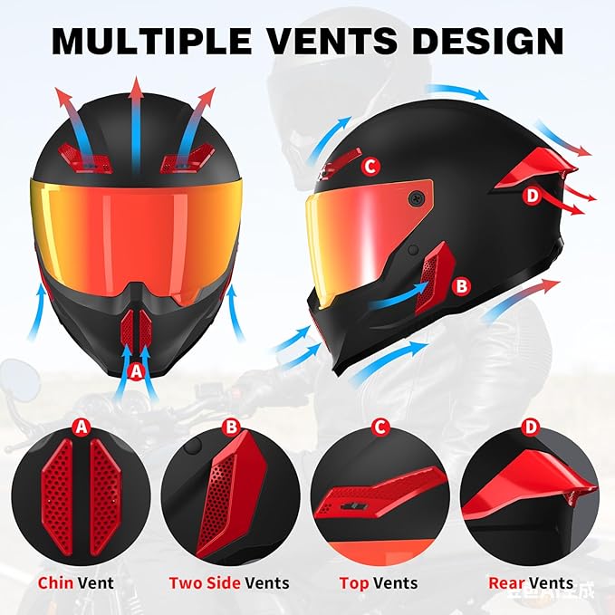 Motorcycle Helmets for Adult Men Women,Full Face Motorcycle Helmet,MG666 DOT Approved Motorbike Racing Street Bike Helmets with Two Visors