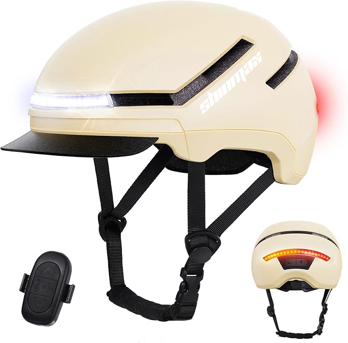 Shinmax Bike Helmet with Turn Signals, NTA Certified up to 45km/h, Bicycle Helmet for Men Women with USB Rechargeable Rear Light, Viser, Cycling Helmet for E-Bike & S-Pedelec,Scooter, Commuter, Adults