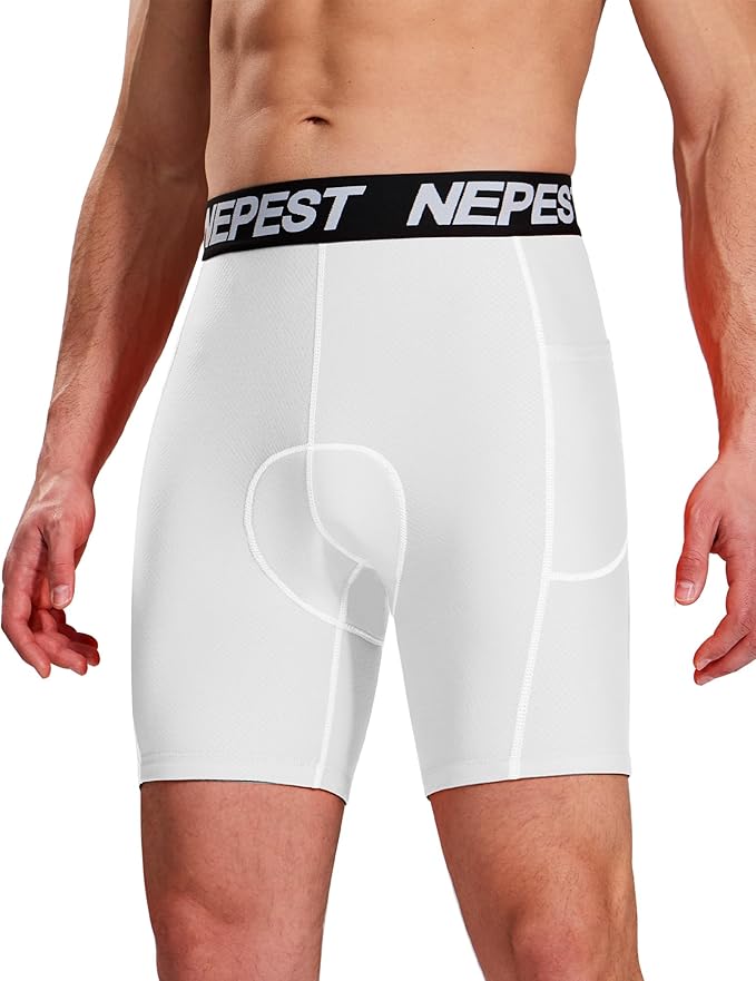 Nepest Cycling Underwear for Men Bike Shorts 4D Padded Biking Road Bicycle Biker MTB Liner Padding Shorts with Pockets