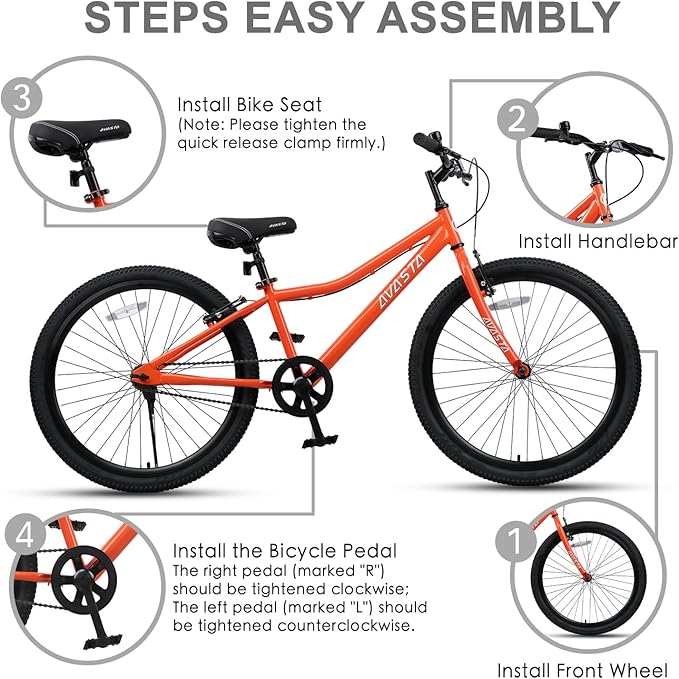 AVASTA Bilbo 18 20 24 Inch Kids Bike for Boys Girls 5-14 Years Old, Retro Style High Carbon Steel Bicycle with Adjustable Handlebars and Seat, Dual V-Brakes, Kickstand, Multiple Colors