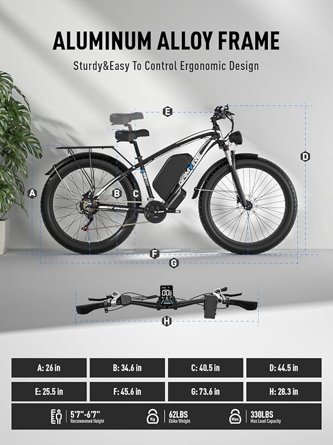 Ebike for Adults Electric, 52V 19.2Ah/32Ah, Peak 2000W/2500W E-Bike, 36/40MPH, 70 Miles/100Miles, Hydraulic Disc Brake, Off Road Snow Mountain E-Bike, 24"/26" Fat Tire Electric Bicycle UL2849 by SGS