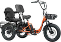 Folding Electric Tricycle for Adults 2 Seater, 22MPH 100 Miles 4" Wide Fat Tire Electric Trike, 3 Wheel Electric Bike 1200W, 48V 20AH Battery, 550LBS Load, Reverse, Parking, Differential, UL Certified