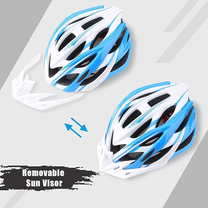 Bike Helmet Men Women, Shinmax Bicycle Helmet with Rear Light and Detachable Visor