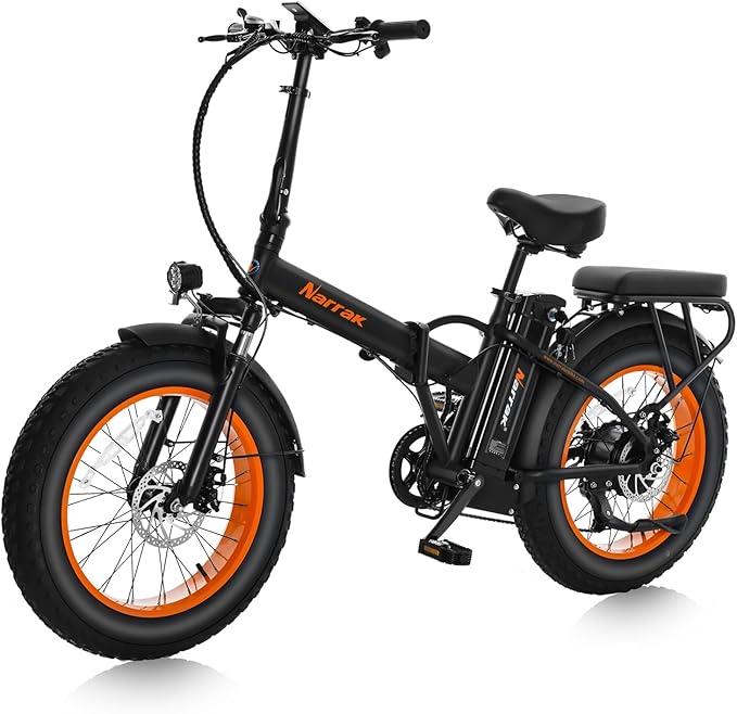 Fat Tire Folding Electric Bike, 48V & 624Wh Lithium Removable Battery, Peak 1100W Brushless Motor, Max Speed 20Mph, M5 Large LCD Display, Suspension, Step-Over/Thru Frame