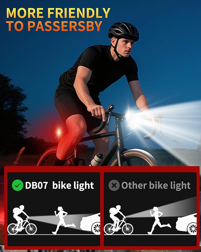 DARKBEAM Bike Lights for Night Riding, USB-C Rechargeable Bicycle Lights Set, Super Bright Bike Headlight and Back Taillight 4+5 Modes, Easy to Install for Men Women Kids Road Mountain Cycling