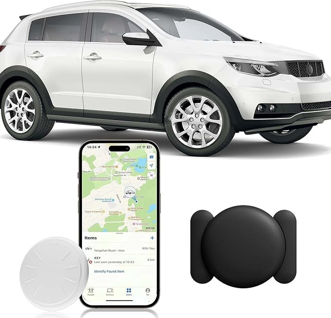 GPS Tracker for Vehicles, No Monthly Fee Tracker Device for Vehicles, Real-Time Car Tracker Work with Find My (iOS Only), Magnetic Mini Car Tracker Device Hidden with Waterproof Case