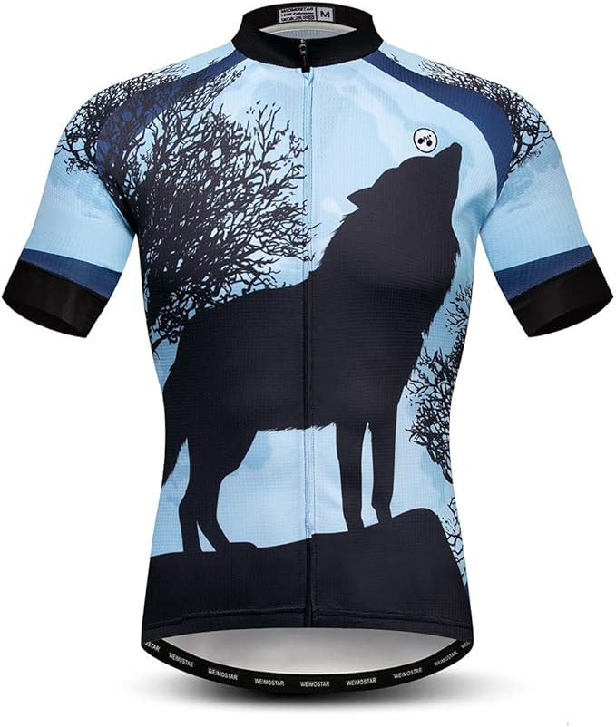Men's Cycling Jerseys Wolf Print Bicycle Shirts Summer Road Bike Clothes Quick Dry Breathable