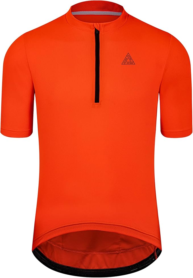 Men's Cycling Jersey Short Sleeves Bike Jersey 1/3 Zipper Solid Color Club Fit, Biking Cycling Shirt Zipper Pocket