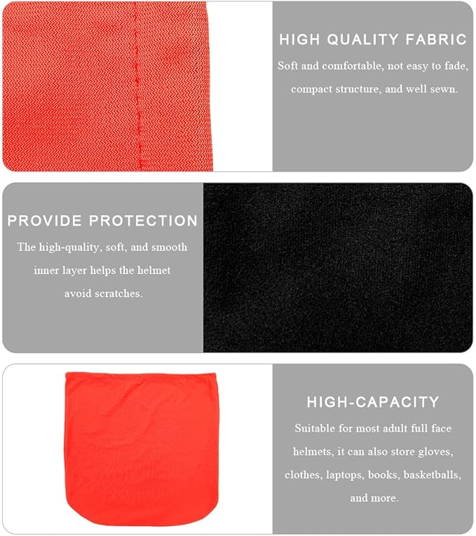 2 PCS Motorcycle Helmet Bag, Helmet Protection Drawstring Bag Made of Nylon Cloth, Large Capacity Helmet Storage Bag for Motorcycle Bicycle, Universal Motorcycle Accessories (Black+Orange)