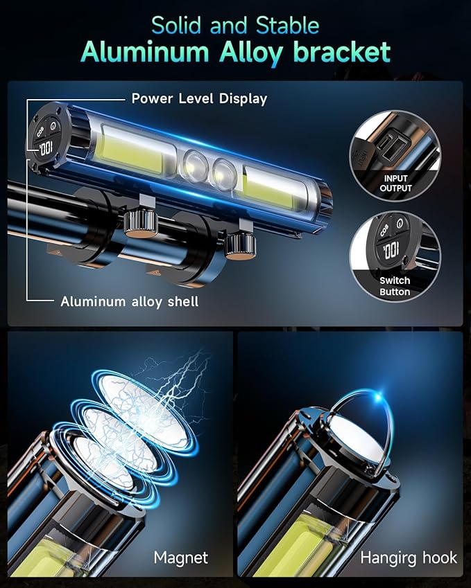 2026 Upgrade 10000 Lumen Bike Light,Super Bright LED Headlight,10+Modes,8000 mAh in/Out Put Rechargeable Bicycle Light,Runtime 72+hr, Aluminum Bracket,Waterproof Bike Headlight for Cycling,Mountain