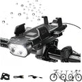 4 in 1 Bike Phone Mount with Light, Bicycle Phone Holder with 500 Lumen LED Headlight,3000mAh USB Charger&130dB Horn,Easy Install for Handlebar,E-Bike,Road & Mountain Bicycle(Black)