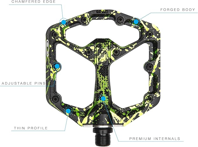 Crankbrothers Stamp Flat MTB Pedals - Size-Specific, Lightweight, Versatile, Durable Bike Pedals