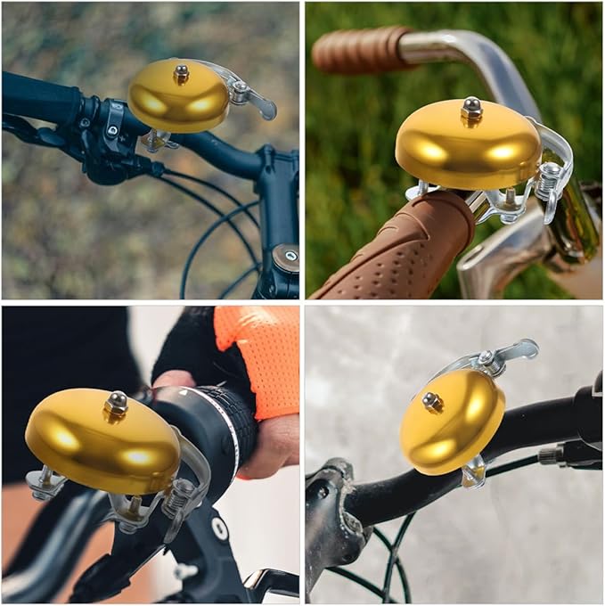 2pcs Aluminum Alloy Bicycle Bell Loud Crisp Sound Vintage Bike Bell for Mountain Bikes Cycling Safety Accessories for Adults Outdoor Recreation