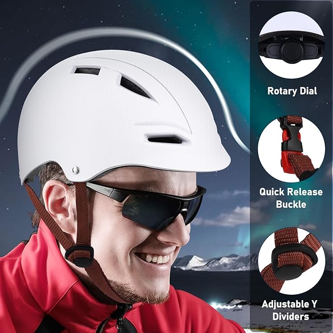 Bike Helmet for Adults, Bicycle Helmet Women Men, Lightweight Commuting Road Biking Skating Cycling Helmet with Adjustable Dial