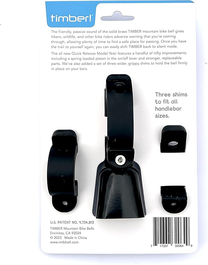 Timber Mountain Bike Bell - Quick Release Model Yew! - Multi-use MTB Trail Bell with Dual Modes