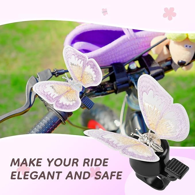 Kid's Bike Bell, Bicycle Horn for Girls, Children’s Bike Bells with Butterfly Design - Cute DIY Bicycle Bell for Girls, Crisp Sound, Easy to Install