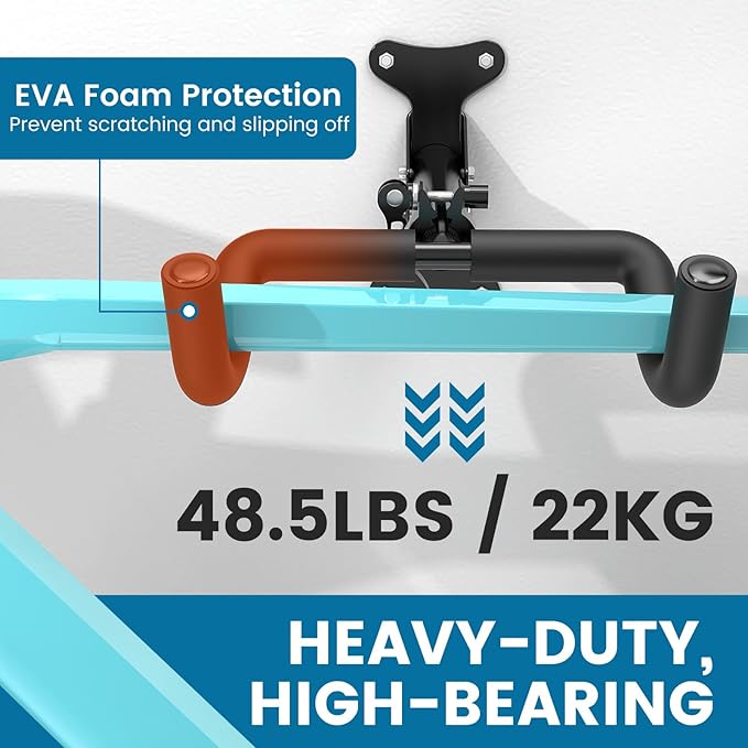Housolution Bike Wall Mount - [4 Pack] EVA Foam Padded up to 48.5 lbs, Carbon Steel, Valve Mechanism, Heavy-Duty Adjustable Bike Wall Hanger for Road, Mountain and Hybrid Bikes, Garage & Apartment
