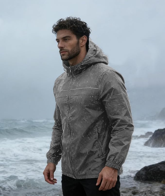 SWISSWELL Mens Rain Jacket & Coats Packable Lightweight Waterproof Windbreaker Hooded for Golf Cycling Hiking