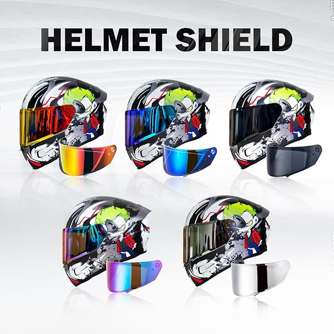 VCOROS X9 Full Face Motorcycle Helmet Replacement Shield 5Color Lens Available (Rainbow)