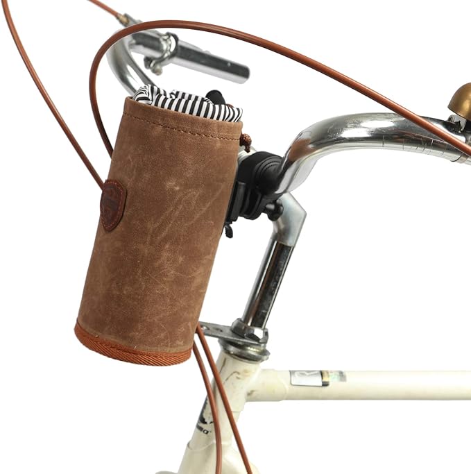 Tourbon Bike Handlebar Pouch Bicycle Water Bottle Drink Cup Holder - Canvas and Leather