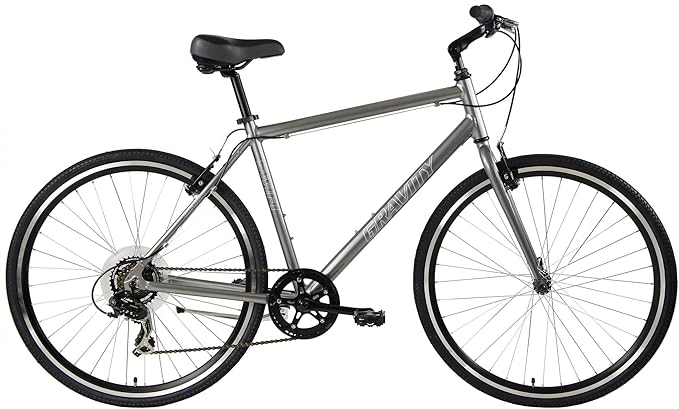 Gravity Swift X4 8 Speed Adventure Hybrid Flat Bar Road Bike (Black, 16" Mens fits Riders 5' 5" to 5' 9")