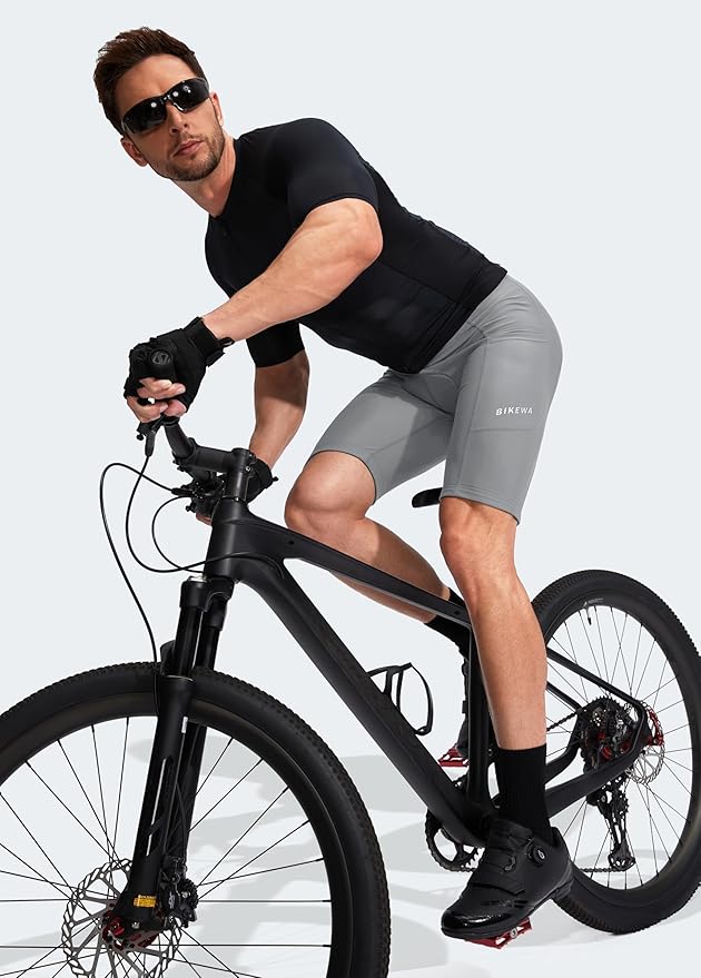 Bikewa Men's Bike Shorts 3D Padded Cycling Road Biking Mountain Riding Biker Bicycle UPF 50+ Cycle Shorts Zipper Pockets