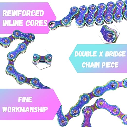 Rainbow 10 Speed Bike Chain, 1/2" x 11/128" 116 Links for Road Bike Mountain Bike (10 Speed Chain)