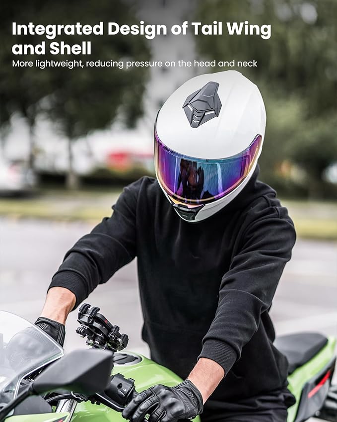 Motorcycle Helmets for Adult Men Women, Full Face Lightweight Street Bike Racing DOT Helmet with Extra Clear Visor Model AU-T801