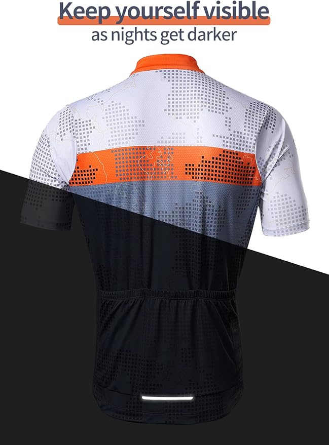 BERGRISAR Cycling Jersey Mens Bike Shirts Short Sleeve Bicycle Biking Clothes with Pockets Reflective