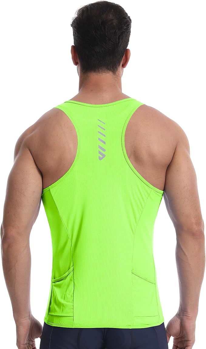 Lo.gas Sleeveless Cycling Jersey Men, Biking Base Layer Breathable and Lightweight with Back Pocket Sports Vest