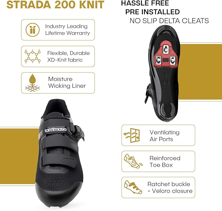 Tommaso Strada Mens SPD & Peloton Shoes—Ready-to-Ride with Peloton Delta Cleat or SPD Cleats for Indoor Bikes—Explore Vareity Cycling Shoes & Bike Accessories.