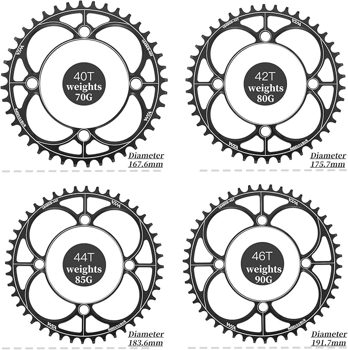 YBEKI 104BCD Chainring - CNC 7075-T6 Aluminum Narrow-Wide Round Chainwheel for MTB/Road Bikes (32-52T) | Compatible with Shimano/SRAM 8-11 Speed | Ultra-Light | Anti-Drop Design (Black/Red)