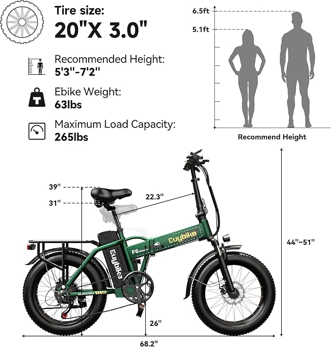 1000W Folding Electric Bike,48V 20AH Removable Battery E Bike,30+MPH,80 Miles Max Range Electric Bike for Adults,20" Fat Tire Foldable ebike,Adult Electric Bicycle for Commute Beach Snow