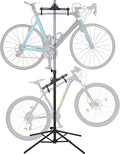 RaxGo Bike Garage Storage Rack, 2 Bicycle Garage Floor Stand, Foldable, Freestanding, Adjustable Hooks, For Mountain & Road bicycles, Universal For Indoor Use