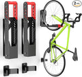 Swivel Bike Wall Mount 2 Pack Bike Rack for Garage, No Heavy Lifting Required Wall Bike Hangers Can Holds up to 77 lbs (Black & Red)