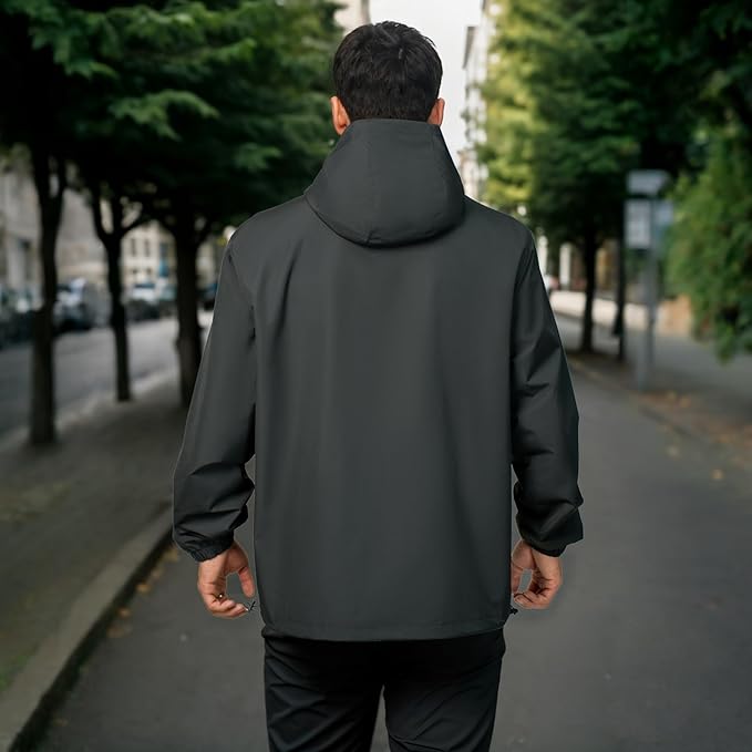 Rain Jacket Men Waterproof Windbreaker Lightweight Hooded Casual Coat for Daily Hiking Cycling Coat