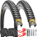 SIMEIQI 2 Pack 24/26/27.5x1.95 26x2.1 29x2.125 Inch Anti-Puncture Tires for Mountain Bike and Tubes Folding Replacement Bicycle Tyres for Hybrid Trails Commuter City Road