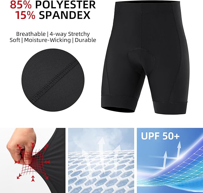 Men's Cycling Shorts, Padded Bicycle Riding Pants Bike Shorts Biking Clothes Cycle Wear Tights