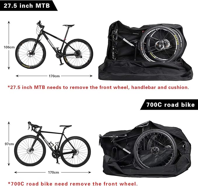 Rhinowalk Folding Bike Bag - Waterproof Bicycle Travel Case Outdoors Bike 26 to 27.5 inch Transport Bag for Cars Train Air Travel