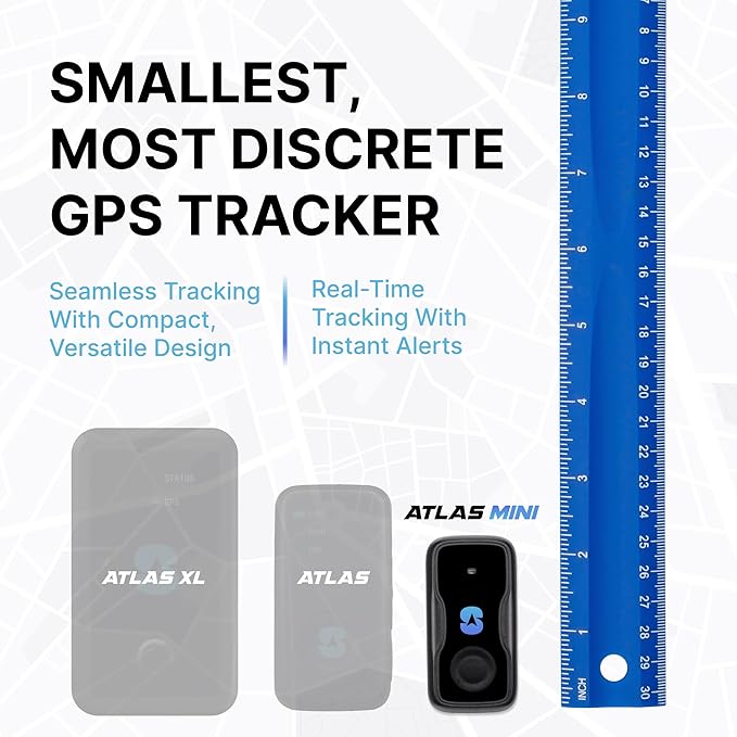 Spy Tec Atlas Mini GPS Tracker for Vehicles, Car, Kids, Seniors | Smallest Portable Real Time GPS Tracking Device | Geofencing | Emergency Button | Up to 34 Day Battery Life | Needs Subscription