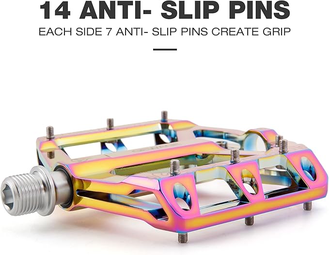 Road/Mountain Bike Pedals -Non-Slip Bicycle Flat Pedals Aluminum 9/16" - 3 Sealed Bearing Lightweight Platform Pedals for Road Mountain BMX MTB Bike