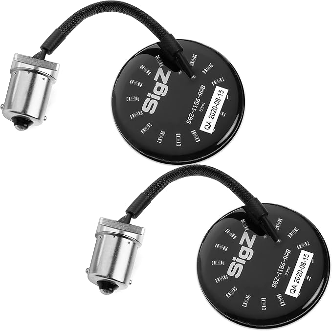 Rogue Rider Industries - Rear Motorcycle LED Turn Signals ONLY (1156) - BLACK LABEL SPECIAL EDITION - Flashing Red LED Turn Signal Lights - 1156 Rear Replacement Lights for HARLEY DAVIDSON SigZ