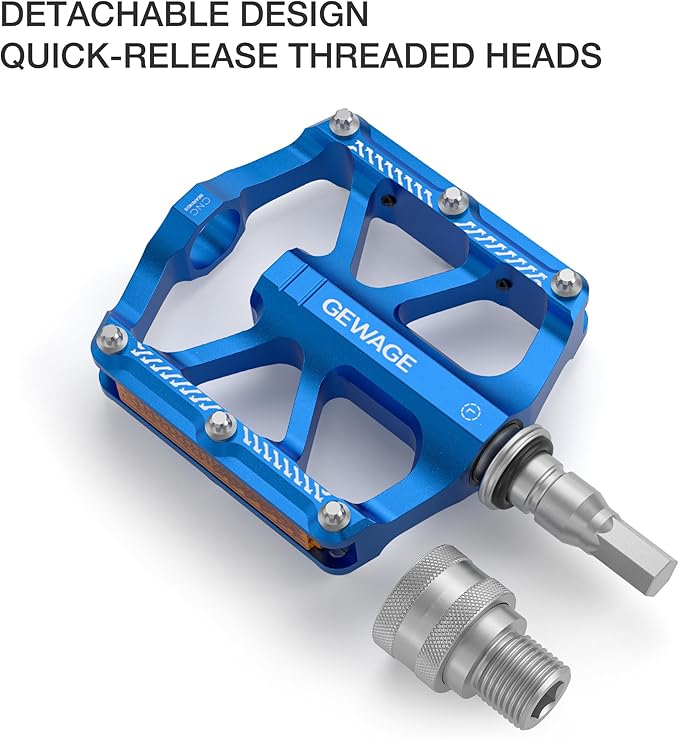 Bike Bicycle Pedals - 9/16” Quick Release Pedals Aluminum Flat Pedals - 3 Bearings Bicycle Pedals with Reflectors for Mountain Road BMX MTB Folding Bike