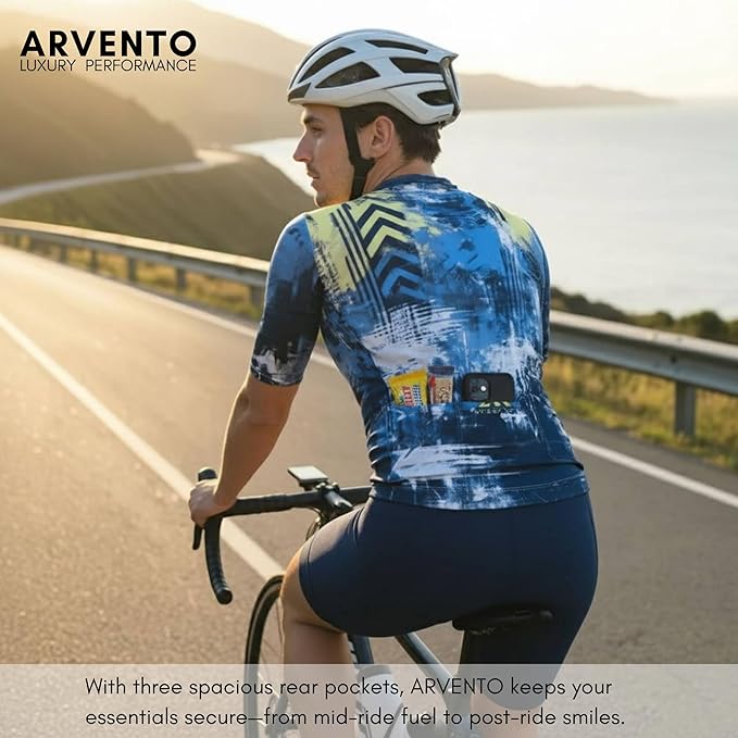 ARVENTO Unisex Cycling Jersey – Performance Fit, Breathable & Quick-Dry Short-Sleeve Road Jersey, 3 Rear Pockets