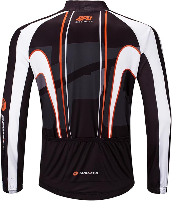 sponeed Men's Bicycle Shirts Long Sleeve Biker Jerseys Full Zipper Winter Cycling Gear Breathable