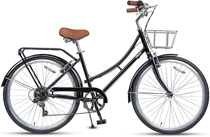 AVASTA Vela Hybrid Bike for Adult Women Female Lightweight Step Through 26 Inch High Tensile Steel Frame City Commuter Comfort Lady Bicycle, 6-Speed, Multiple Colors
