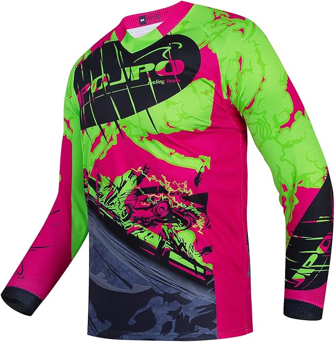Men's Mountain Bike Jersey Long Sleeve Off-Road Clothing Downhill&Motocross Shirts Breathable/Moisture-Wicking Tops