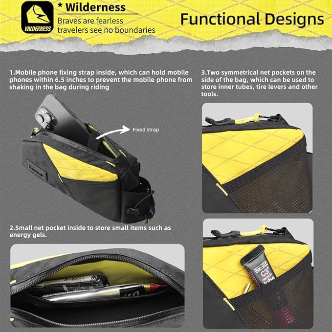 Rhinowalk Bicycle Top Tube Bag Bike Front Frame Bag Waterproof Extra Long Cycling Accessories Upper Pipe Nylon Pouch Pack for Mountain Road Bike