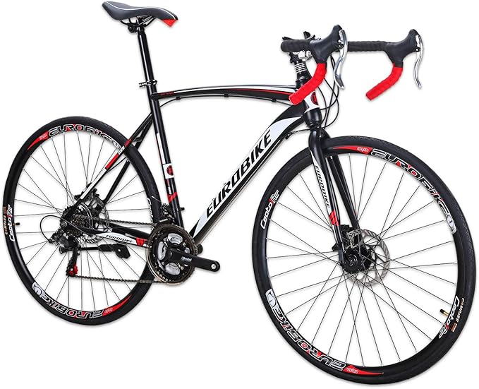 EUROBIKE YH-XC550 Road Bike for Men 54cm Frame Bicycle 700C Wheels Aluminium Rims 21 Speed Dual Disc Brake Commuter Bikes (30mm Rims)