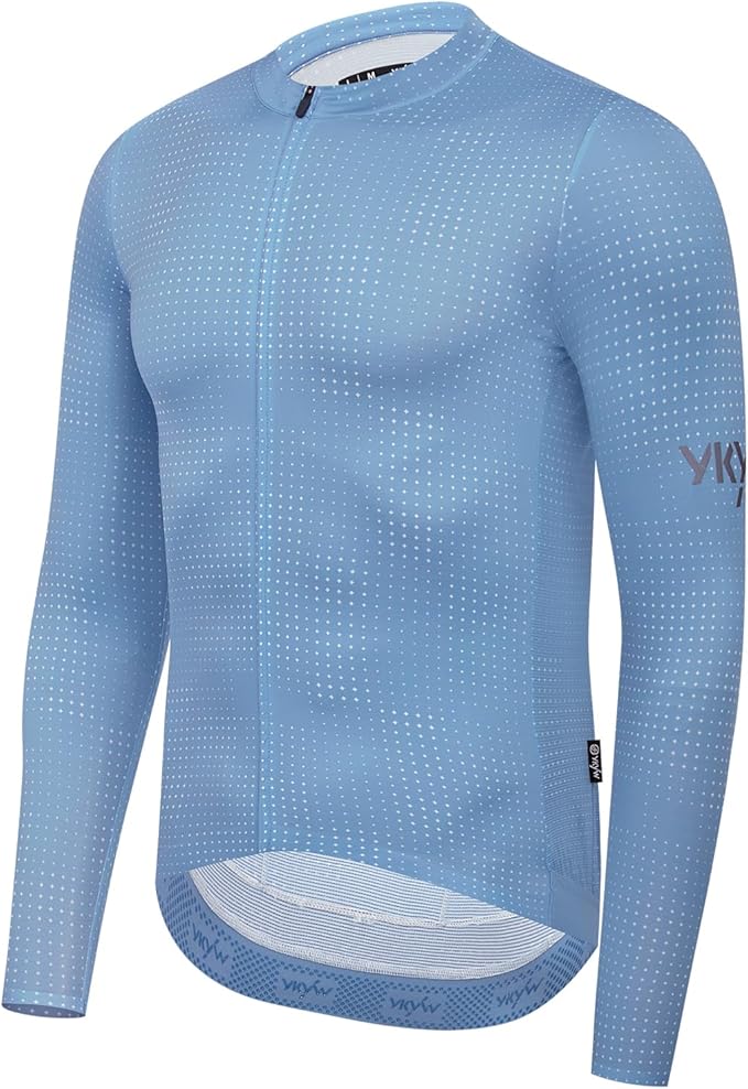 YKYWBIKE Cycling Jersey Men Long Sleeves Bike Jersey with Pockets Breathable MTB Biker Shirts Biking Shirts for Men Cycling
